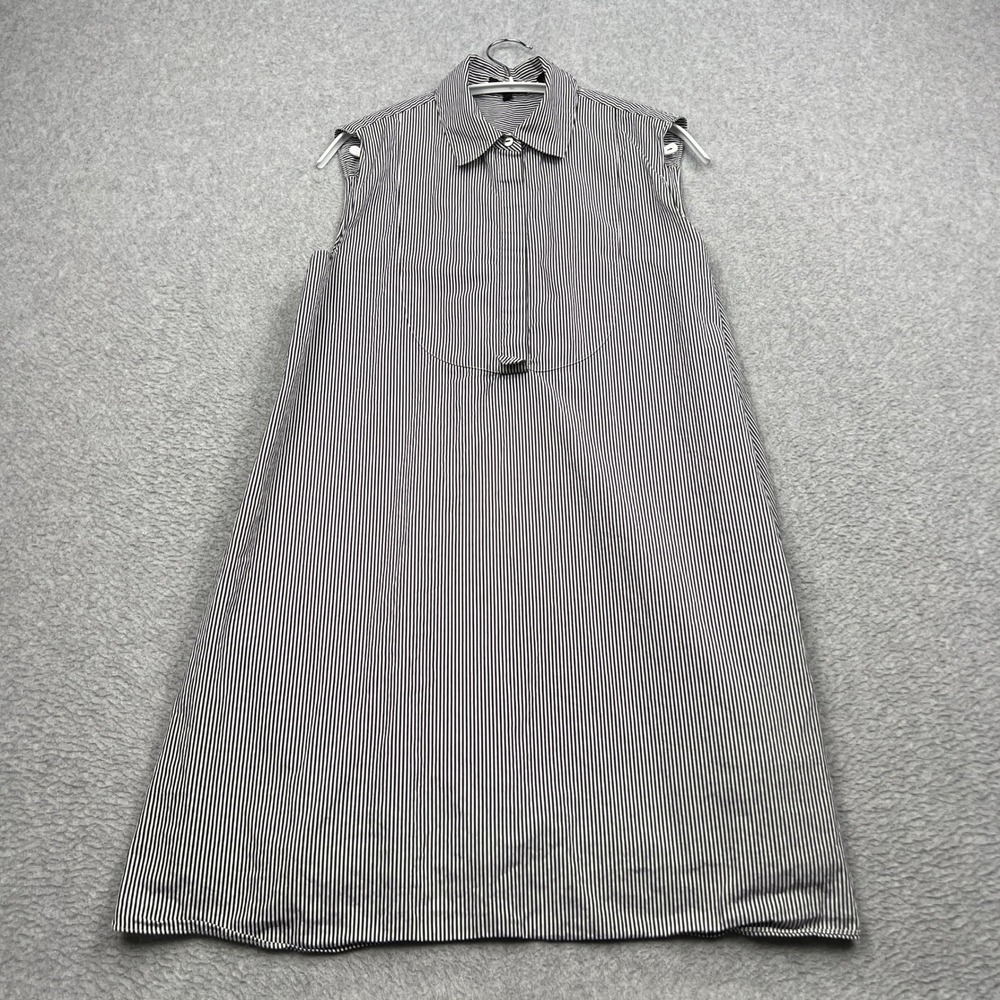 Theory Bib Tunic Shirt Dress Womens Large Black Striped Sleeveless Downing Fine